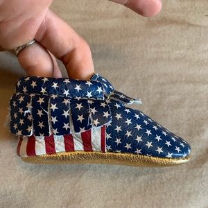 Size 2 freshly picked USA/4th of July moccasins
